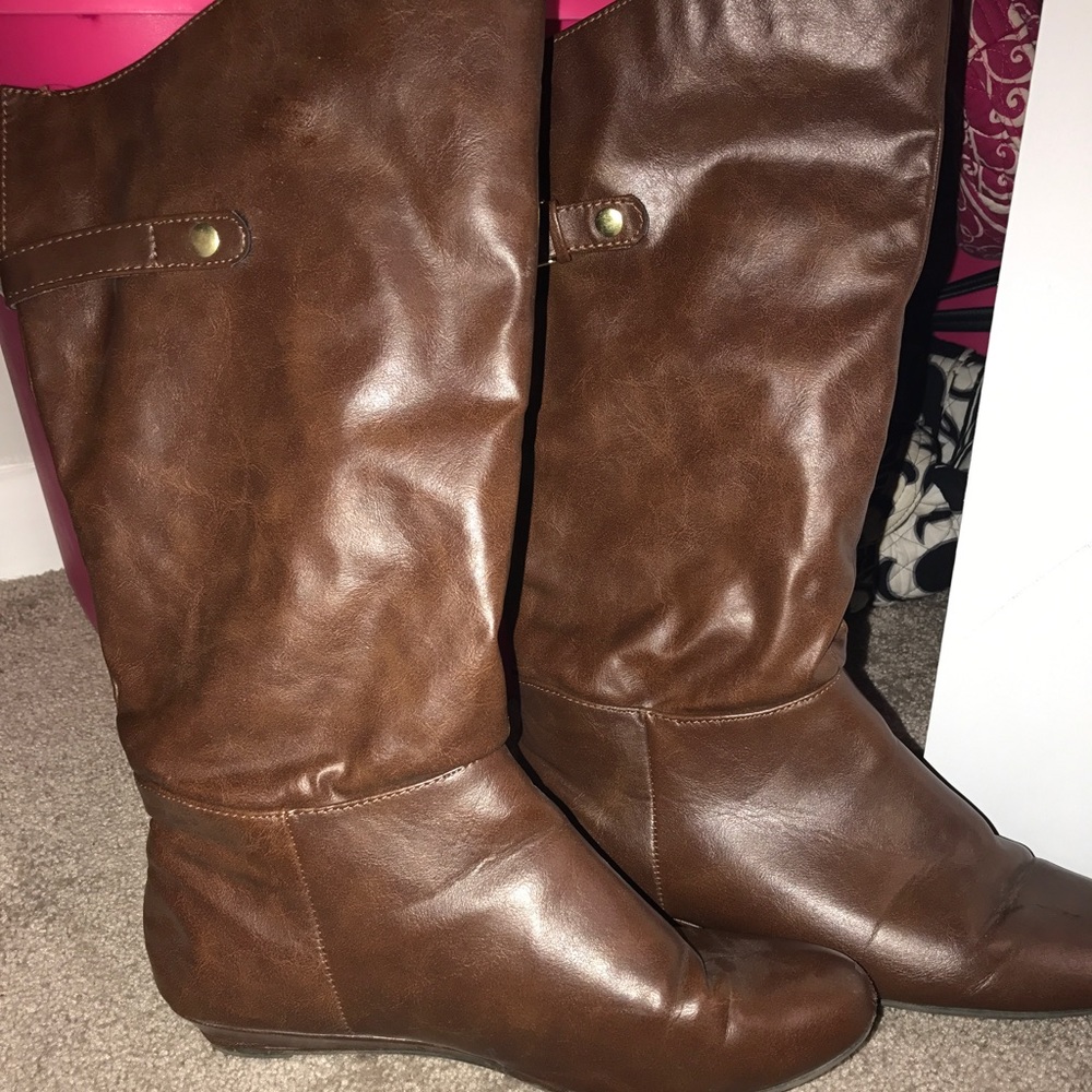 Brown Mid Calf Riding Boots